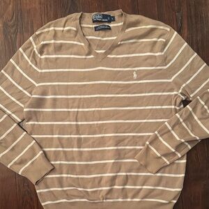 Ralph Lauren Beige and White Striped Pullover